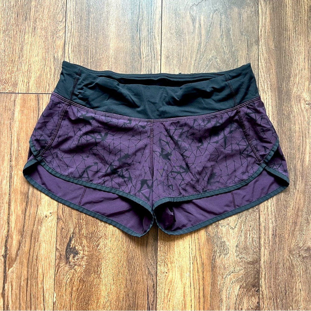 Lululemon Purple & Black Speed Shorts Sz 6